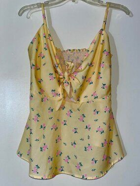 Yellow Camisole-style Floral Summer Top, Size 8/10